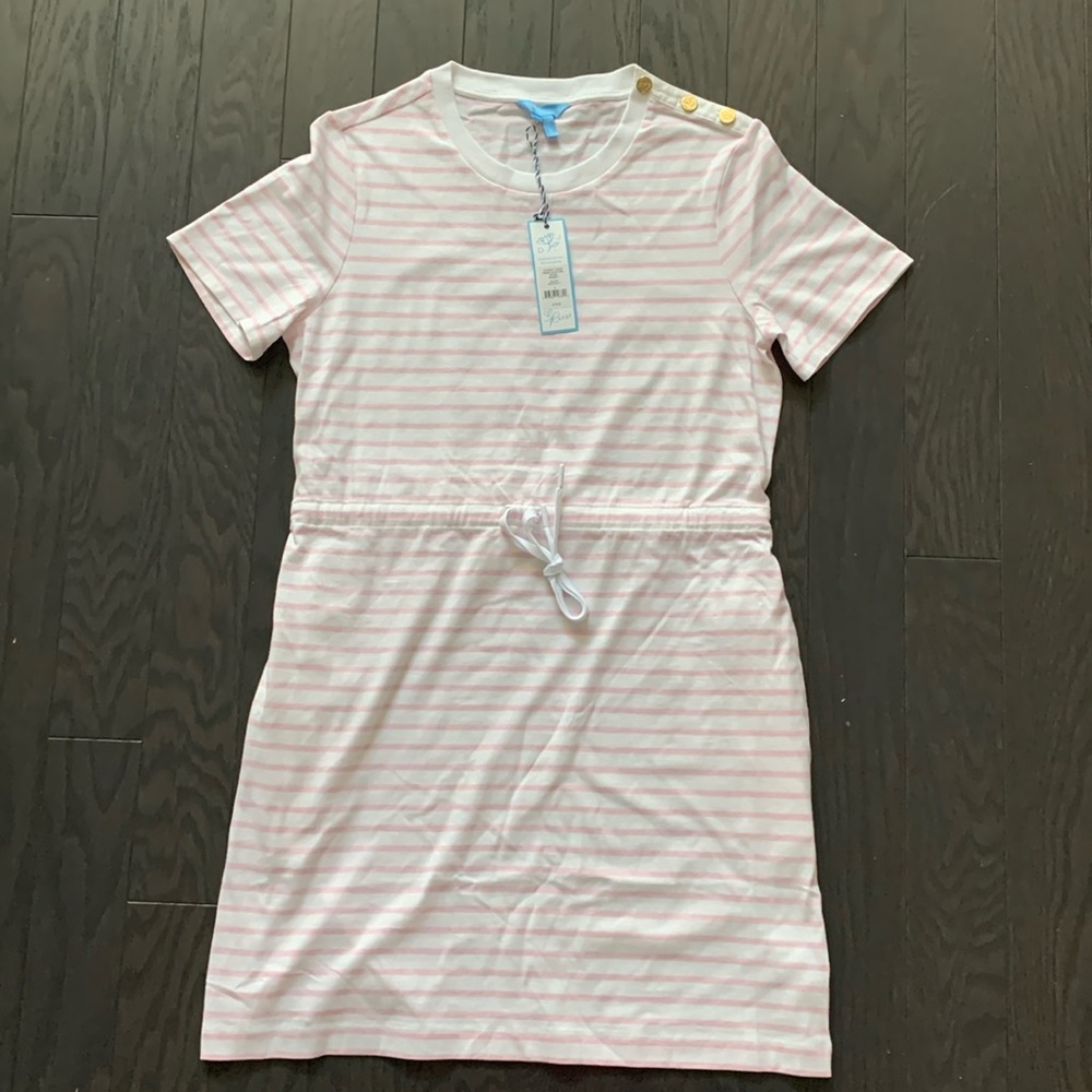 Draper James Tie Waist T-Shirt Dress in Nautical Stripe